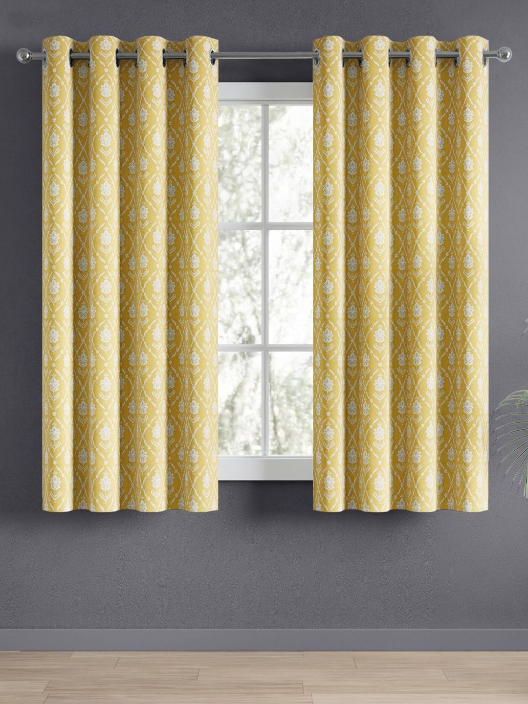 haus & kinder Yellow & White Floral Room Darkening Pure Cotton Window Curtains-picture-37