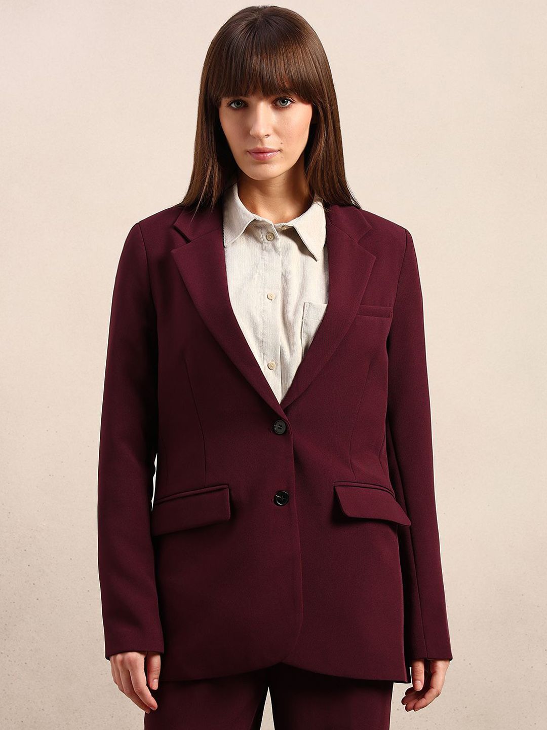Vero Moda Women Tailored Fit Notched Lapel Single-Breasted Blazers-image-44