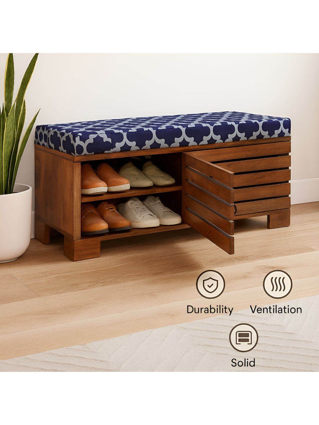 GLOBALLY INDIAN Brown 4-Tier Wood Shoe Stand