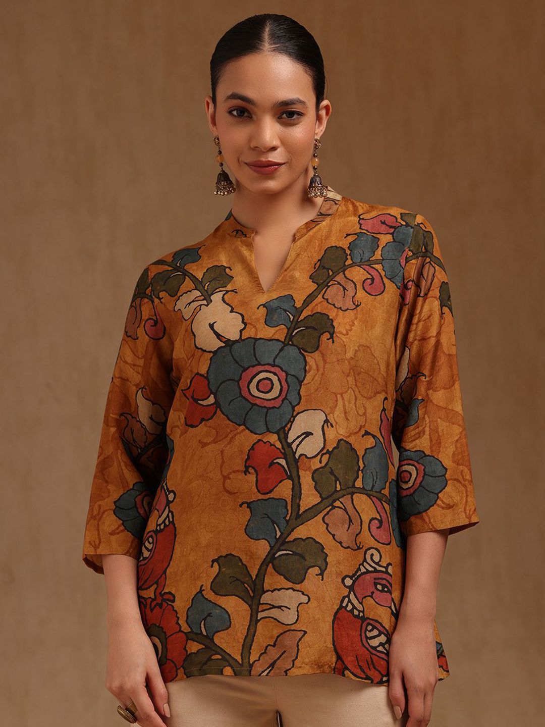 Soch Floral Printed Mandarin Collar Pure Cotton Tunic-picture-10