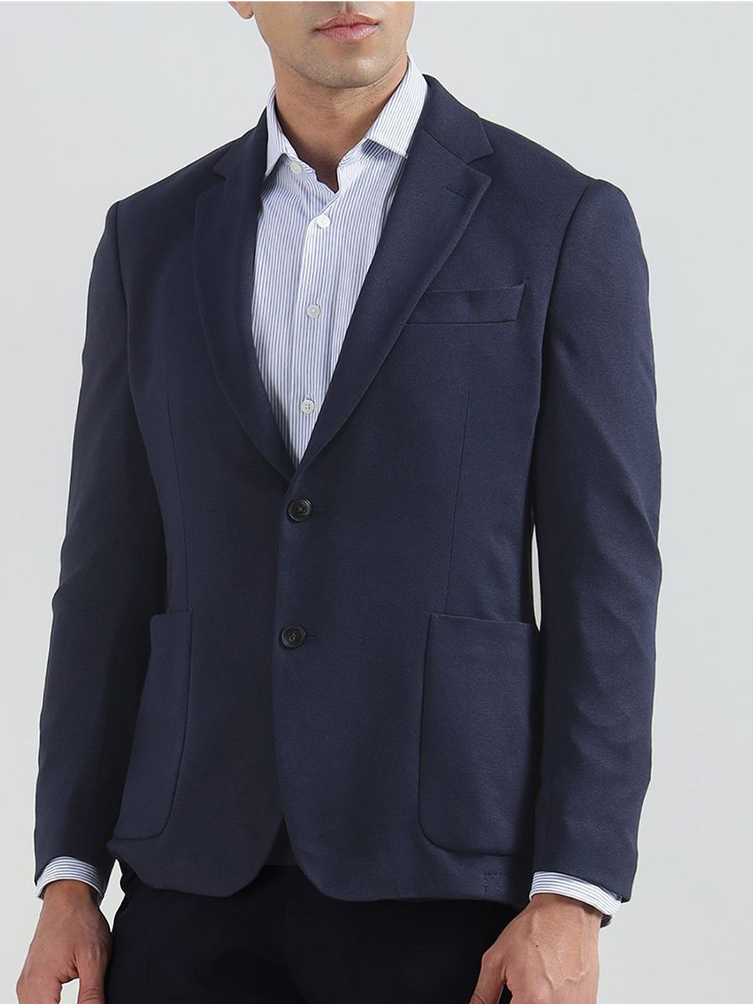 HACKETT LONDON Men Solid Notched Lapel Collar Double Vent Formal Blazer-picture-55