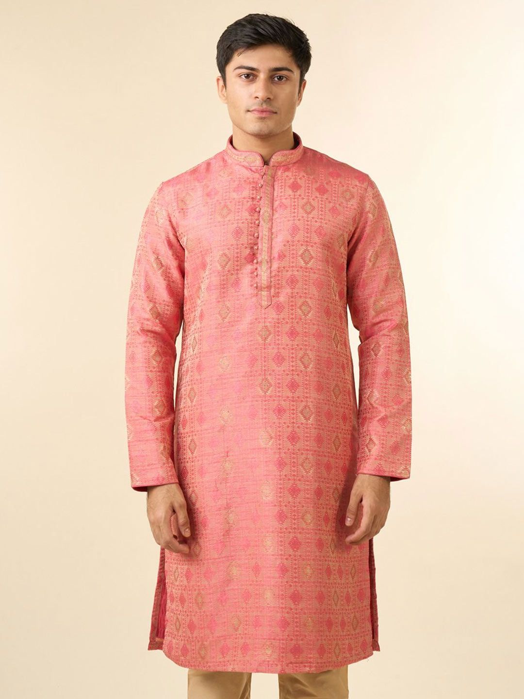 Diwas by Manyavar Men Woven Design Embroidered Sequinned Kurta-picture-45