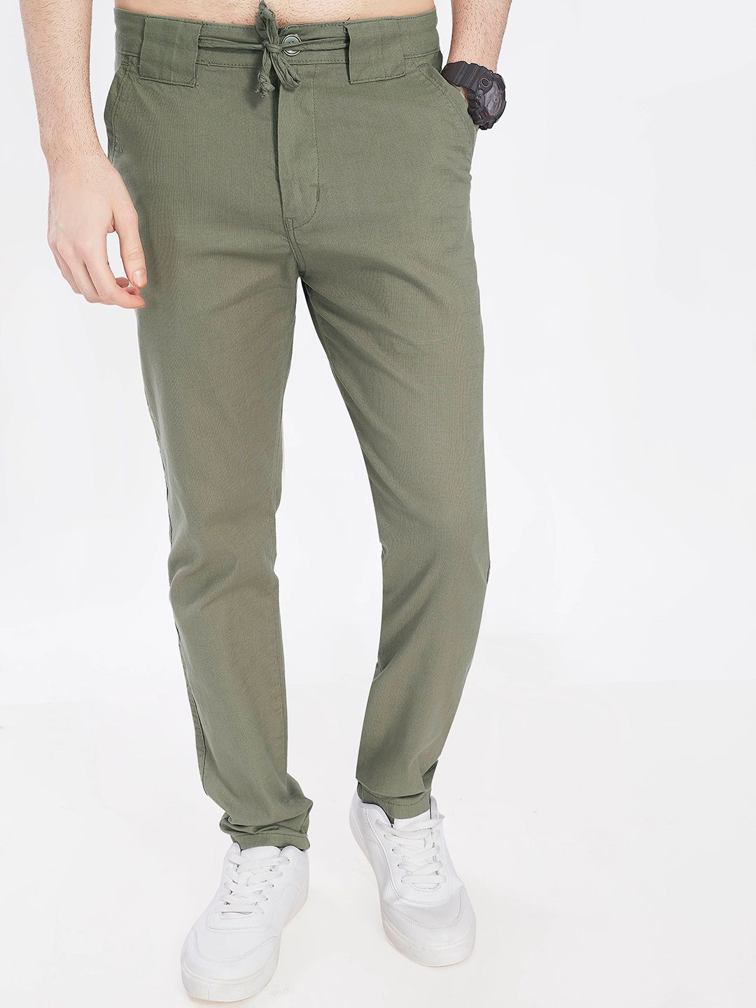 THE BEETEL HOUSE Men Solid Regular Fit Relaxed Trousers-image-34
