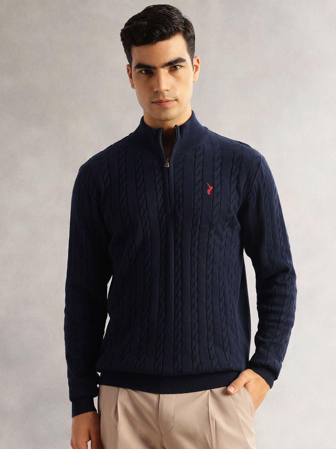 Thomas Scott Men Cable Knit Pullover with Embroidered Detail-picture-37