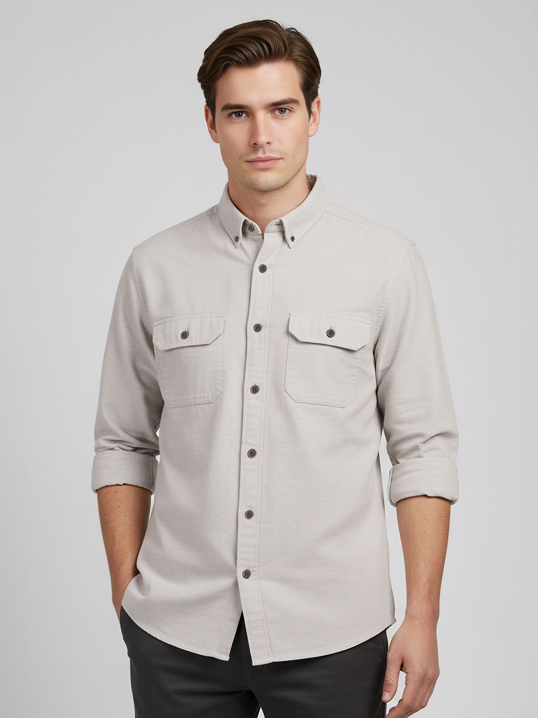 Celio Men Classic Fit Textured Button-Down Collar Cotton Casual Shirt-picture-10