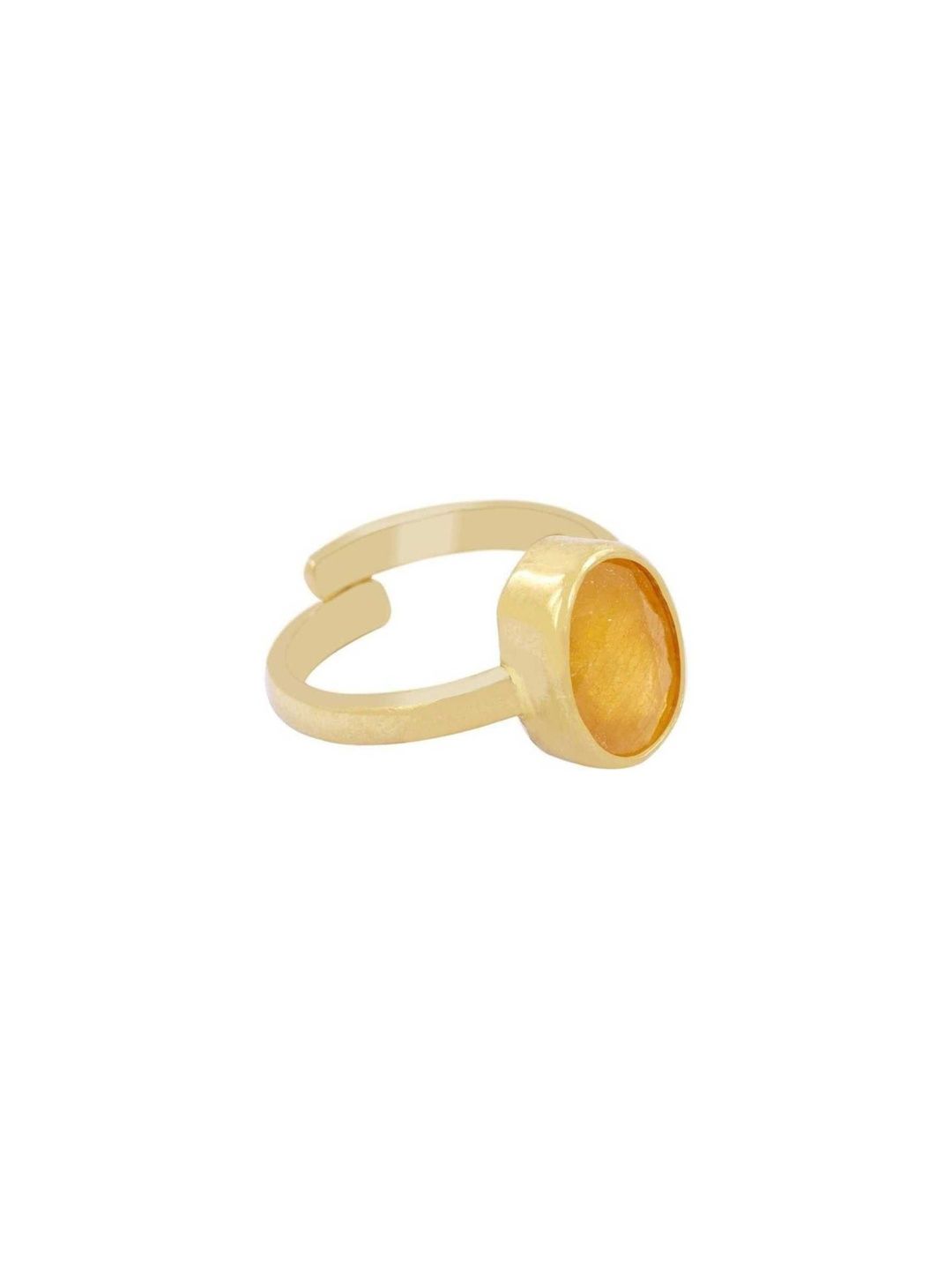 RAVIOUR LIFESTYLE Unisex Gold-Plated Brass Yellow Sapphire Pukhraj Finger Ring-image-11