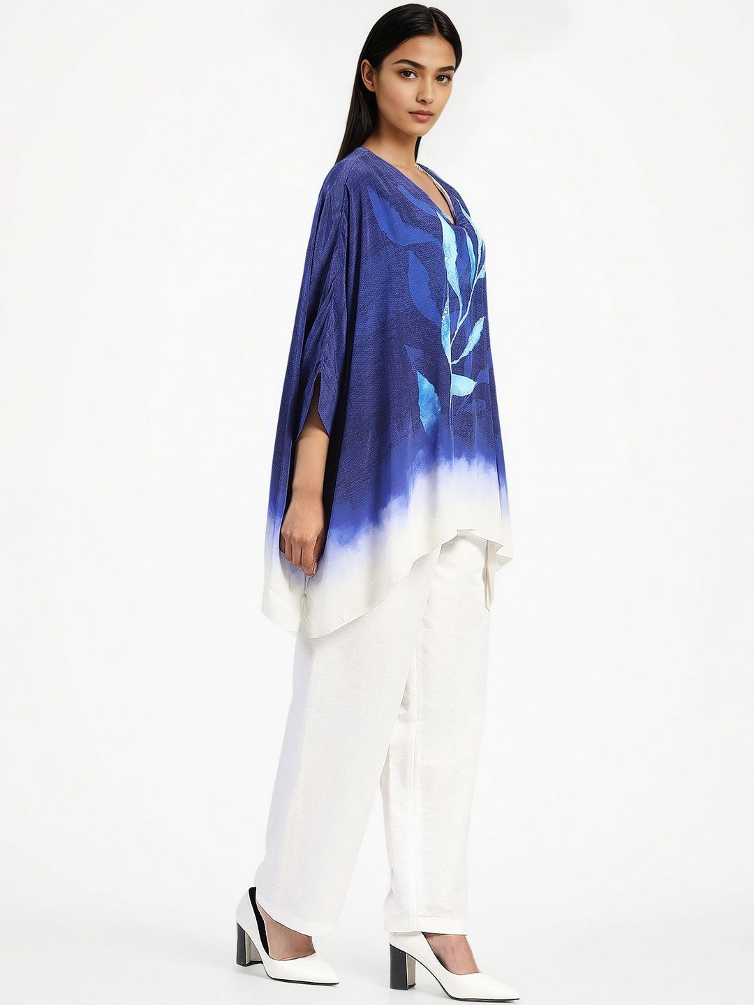 Satya Paul Women Ombre Batwing Sleeve Crepe Kaftan Top-picture-36