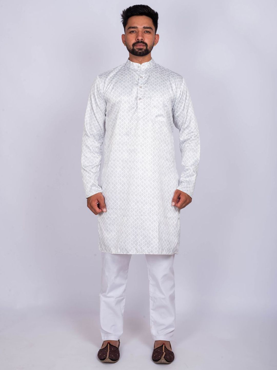 KAISERMEN Men Geometric Printed Mandarin Collar Straight Kurta-picture-58