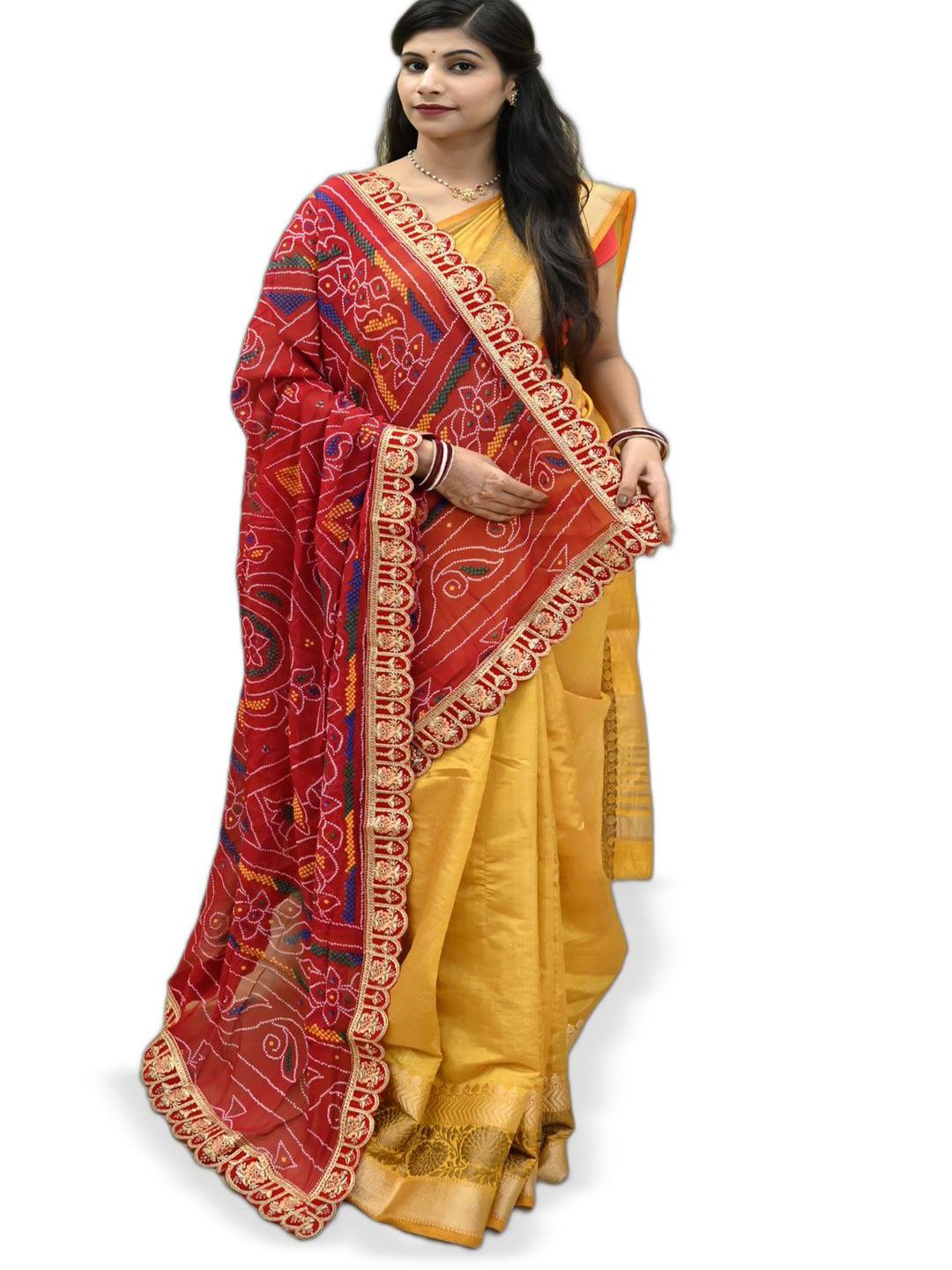 Ranisatiya creation Bandhani Printed Gotta Patti Georgette Dupatta-picture-30
