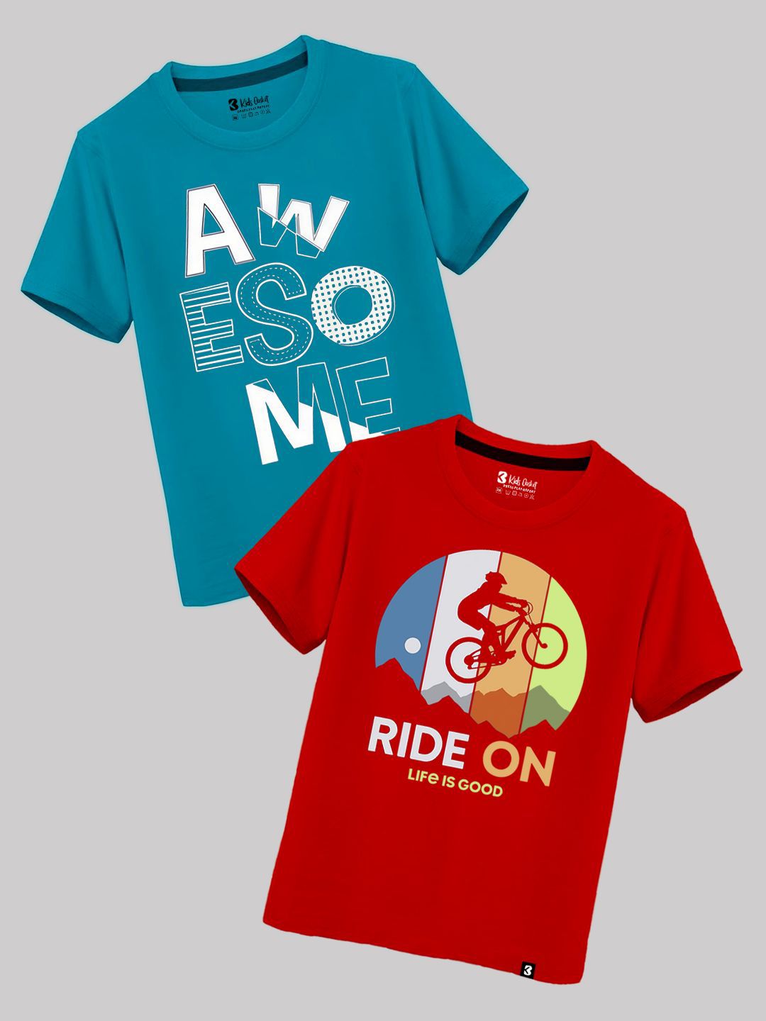 kids basket Kids Pack of 2 Basket Boys Typography Printed Round Neck Cotton T-shirts-picture-24