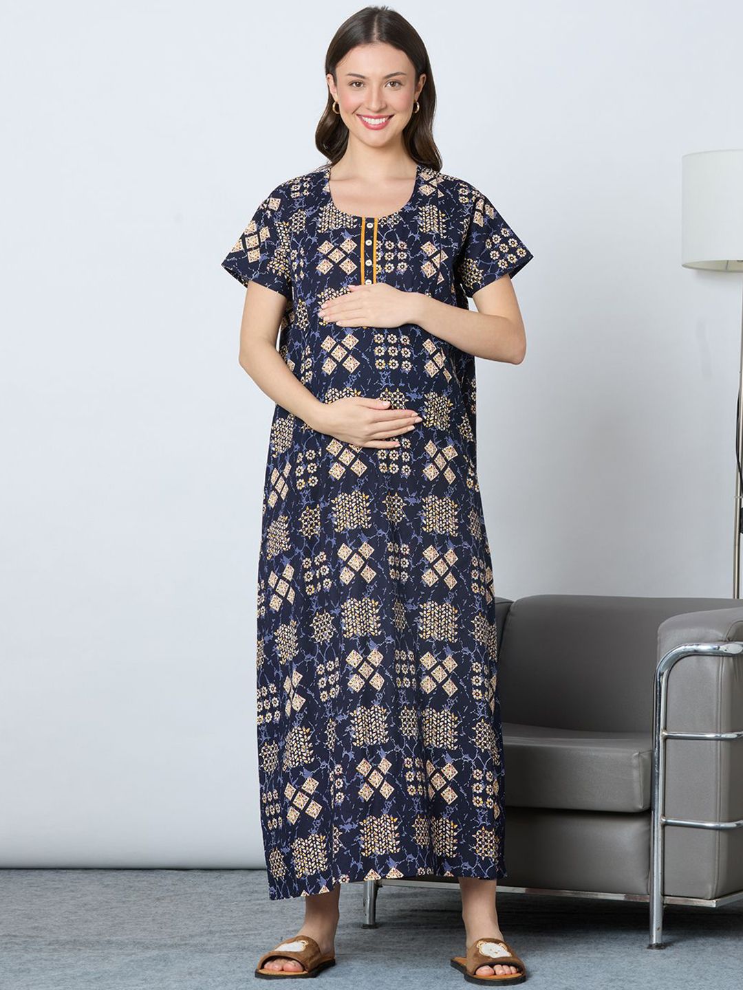 MomToBe Printed Maxi Nightdress
