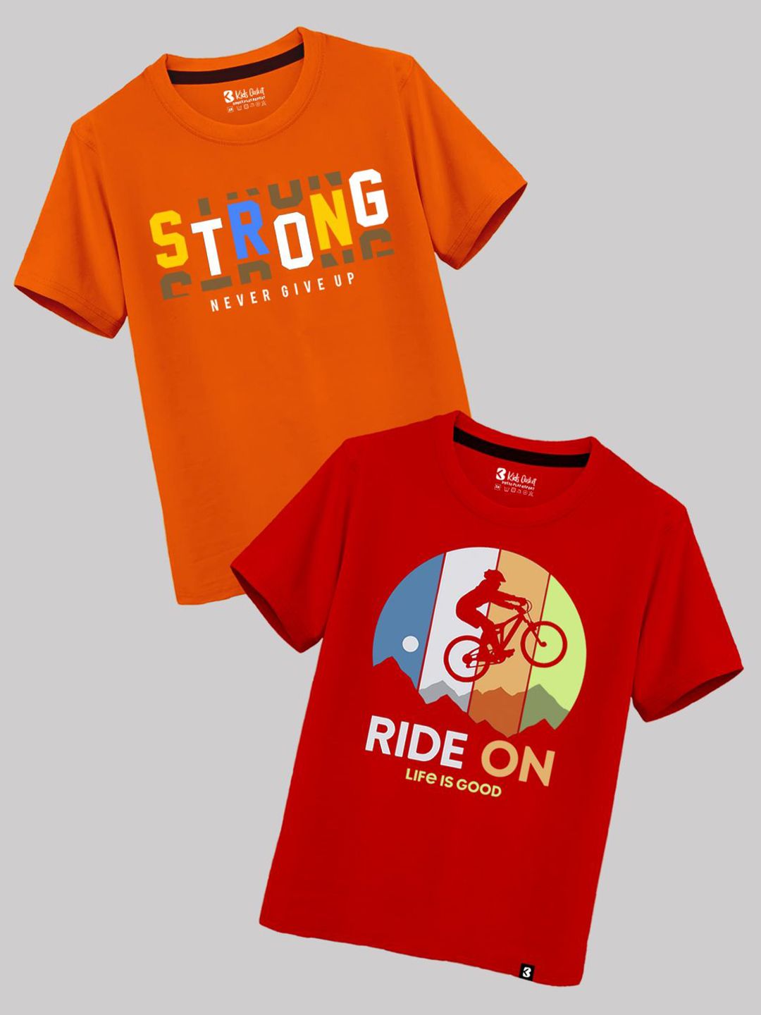 kids basket Kids Pack of 2 Basket Boys Typography Printed Round Neck Cotton T-shirts-picture-19