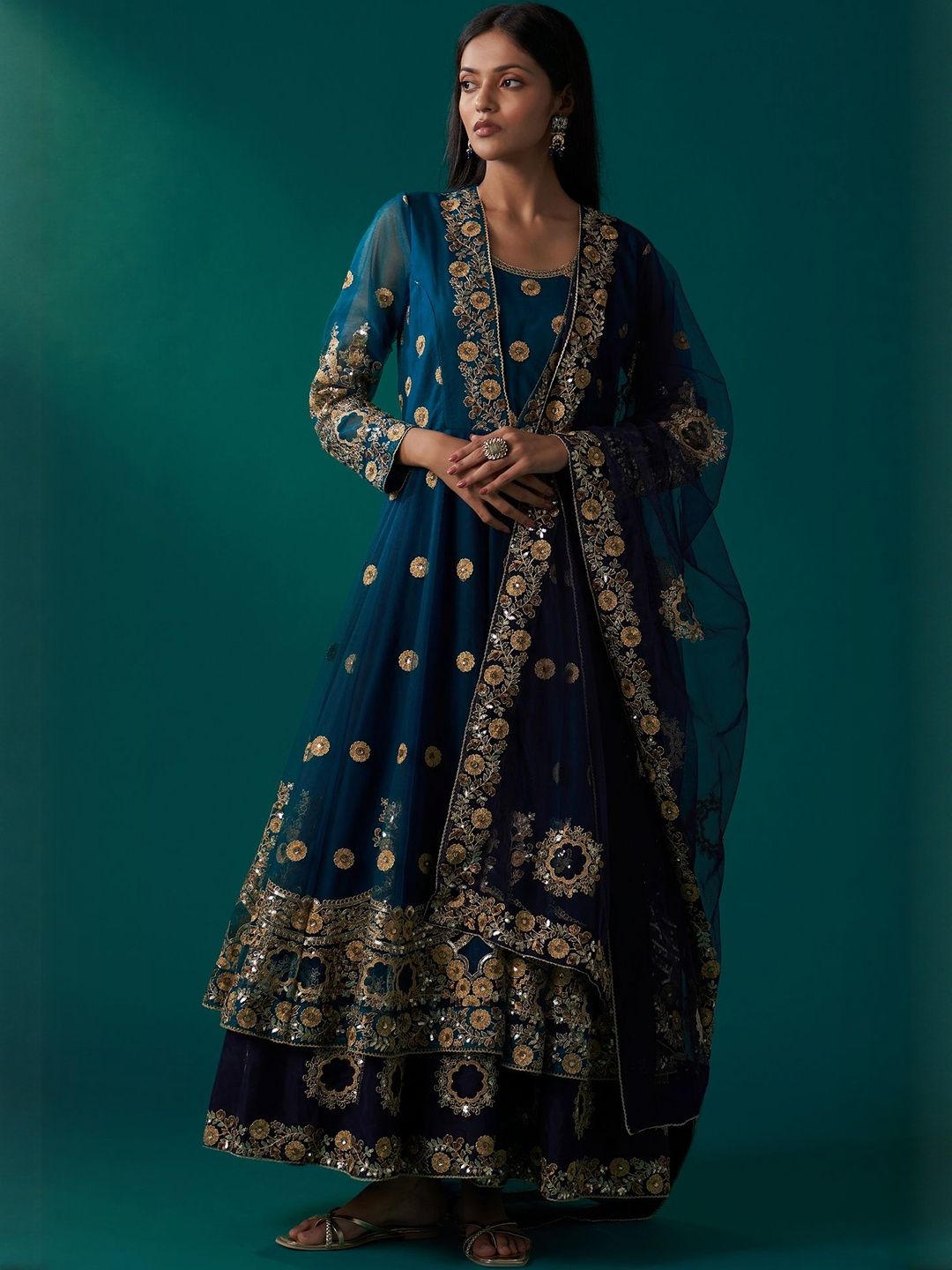 WISHFUL Women Ethnic Motifs Embroidered Anarkali Kurta with Churidar & Dupatta-picture-35