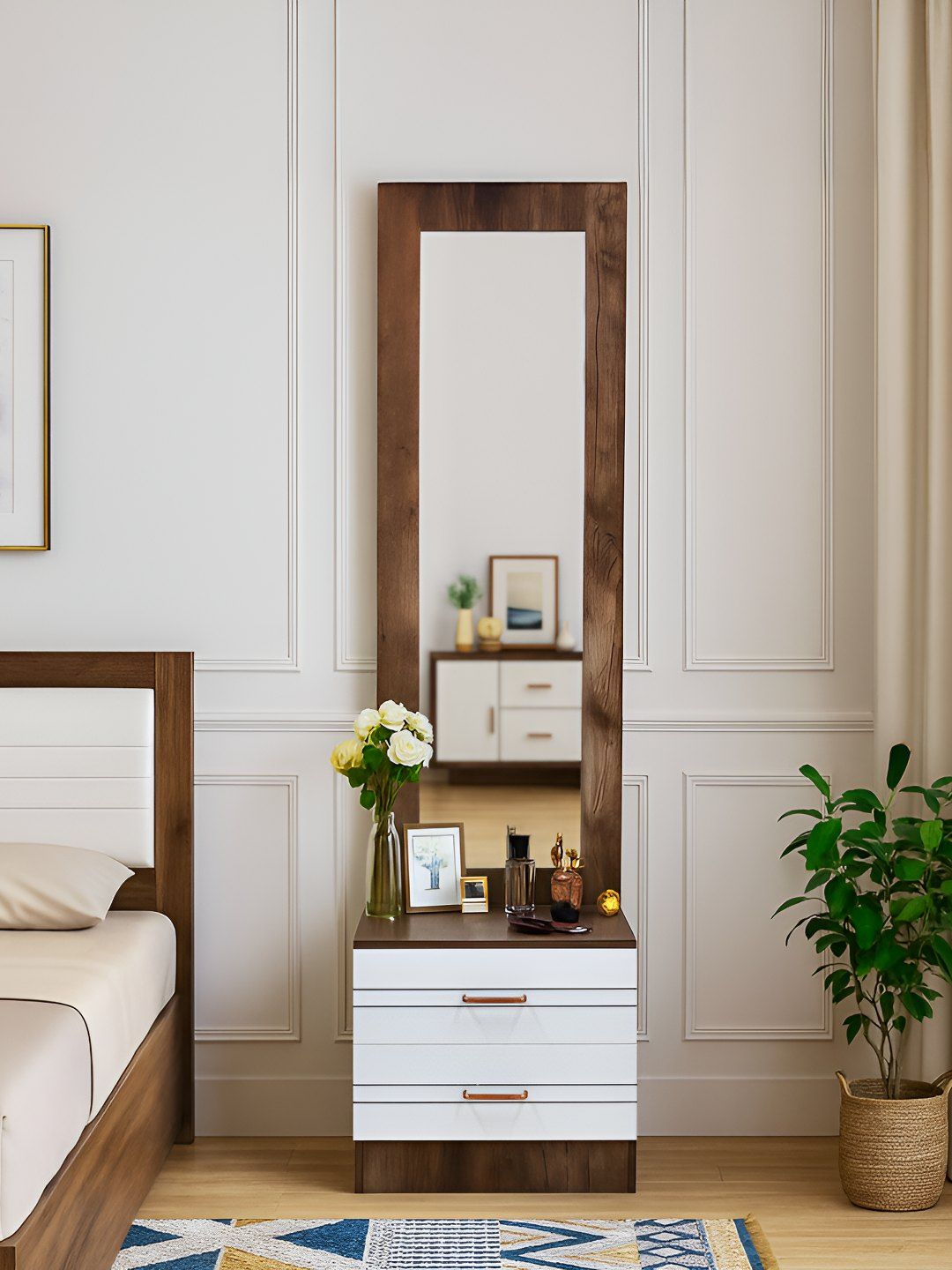Outkraft Brown Wooden Framed Table Top Mirror-picture-39