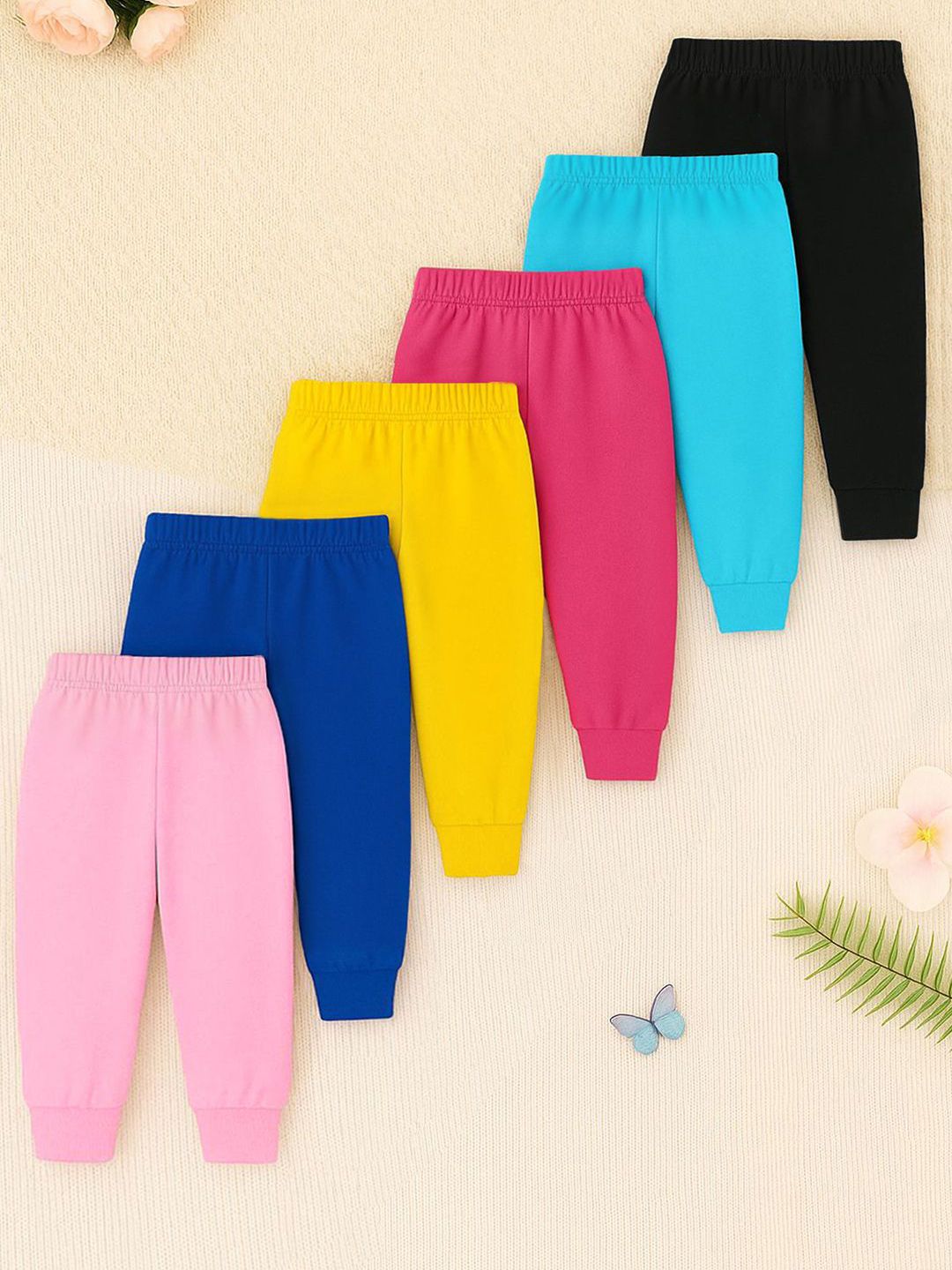 YK X Trampoline Kids Pack Of 5 Mid-Rise Cotton Joggers Lounge Pants-image-20