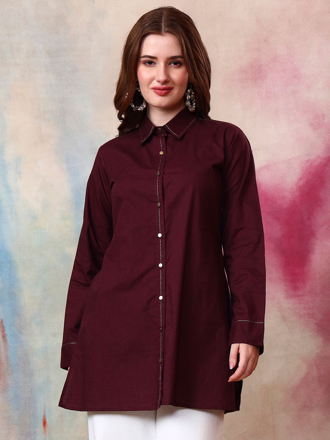 Tissu Shirt Collar Regular Sleeves Pure Cotton Straight Kurti-picture-25