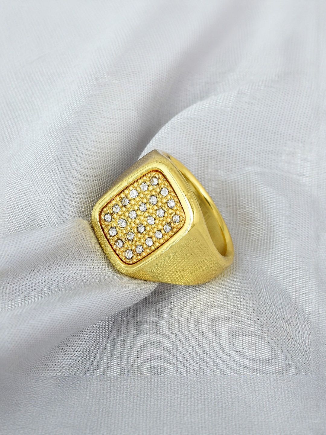 dzinetrendz Brass Goldplated American Diamonds Heavy fingerring-picture-24
