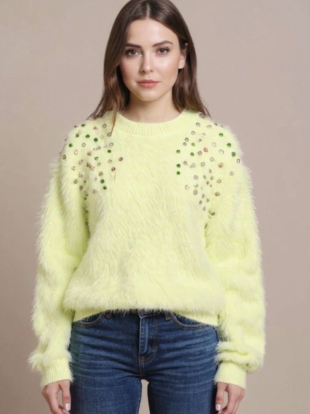 Mast & Harbour Women Round Neck Long Sleeves Pullover Sweater-picture-30