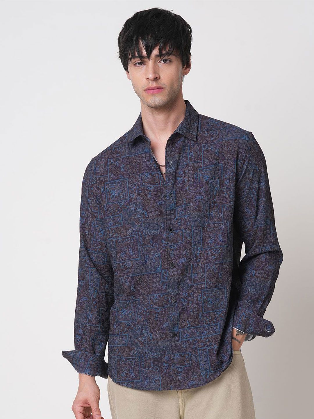 VASTRADO Men Classic Slim Fit Floral Printed Casual Shirt-picture-28