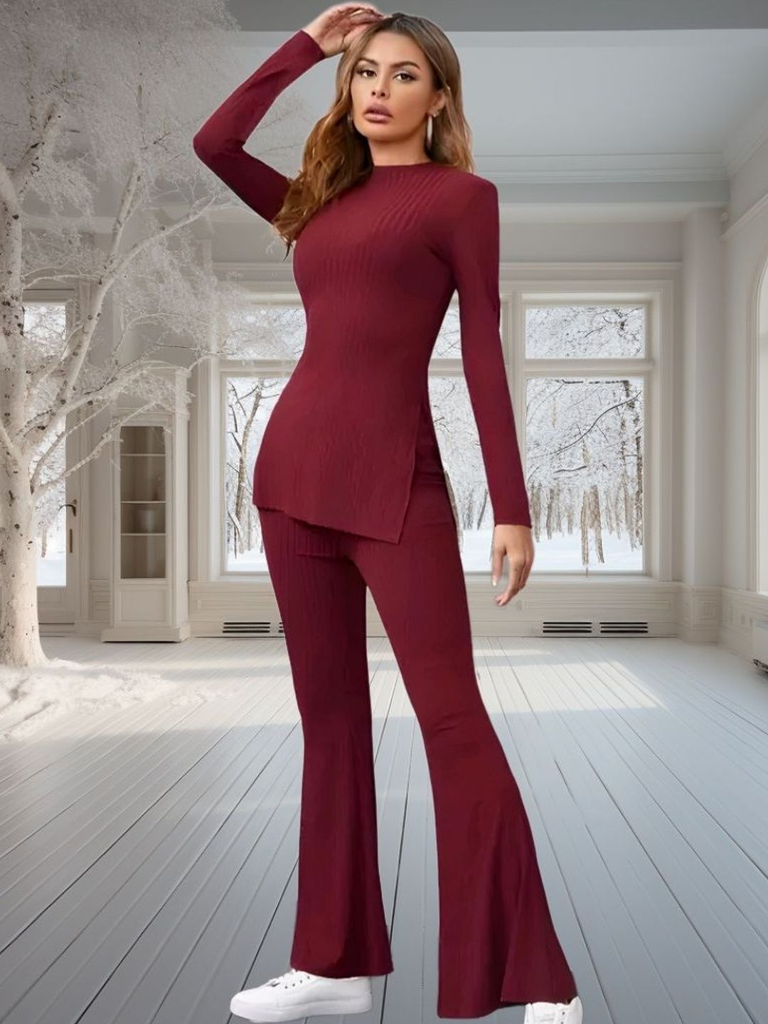 QENY Round Neck Top With Trousers Co-Ords-picture-31