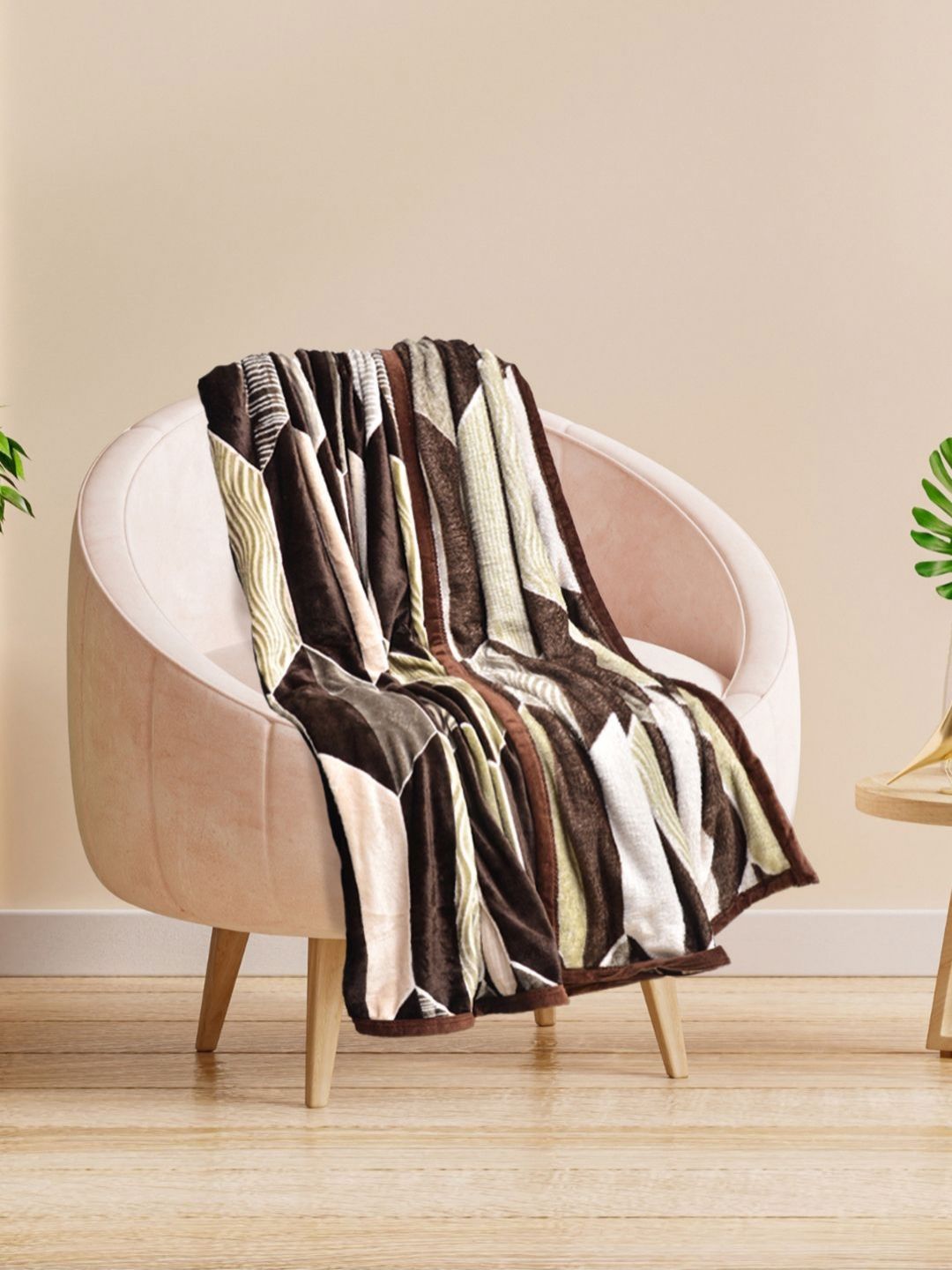 Arrabi White & Brown Striped Mild Winter 354 GSM Blanket-picture-54