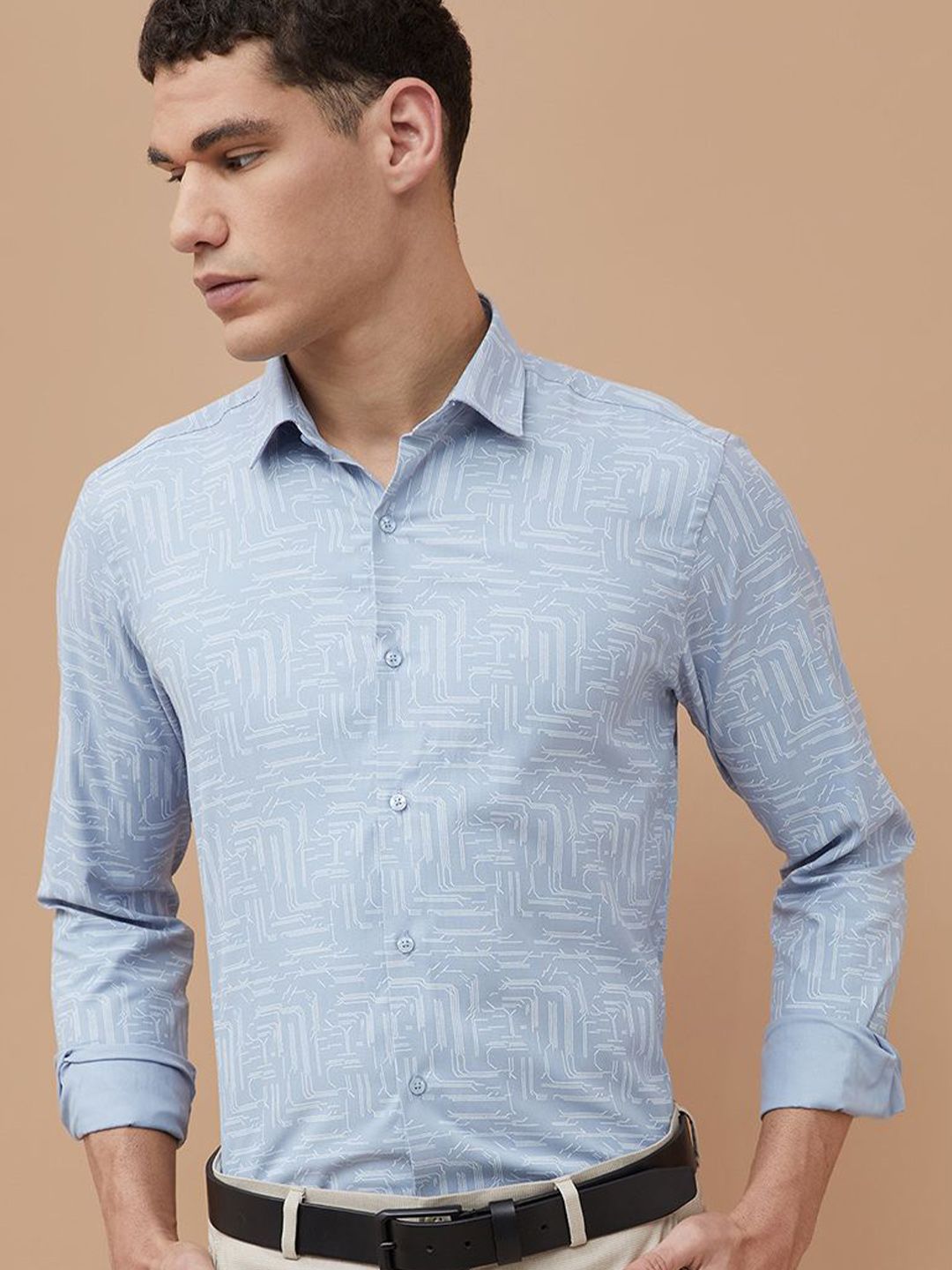 CODE by Lifestyle Men Slim Fit Geometric Printed Spread Collar Cotton Casual Shirt-picture-19