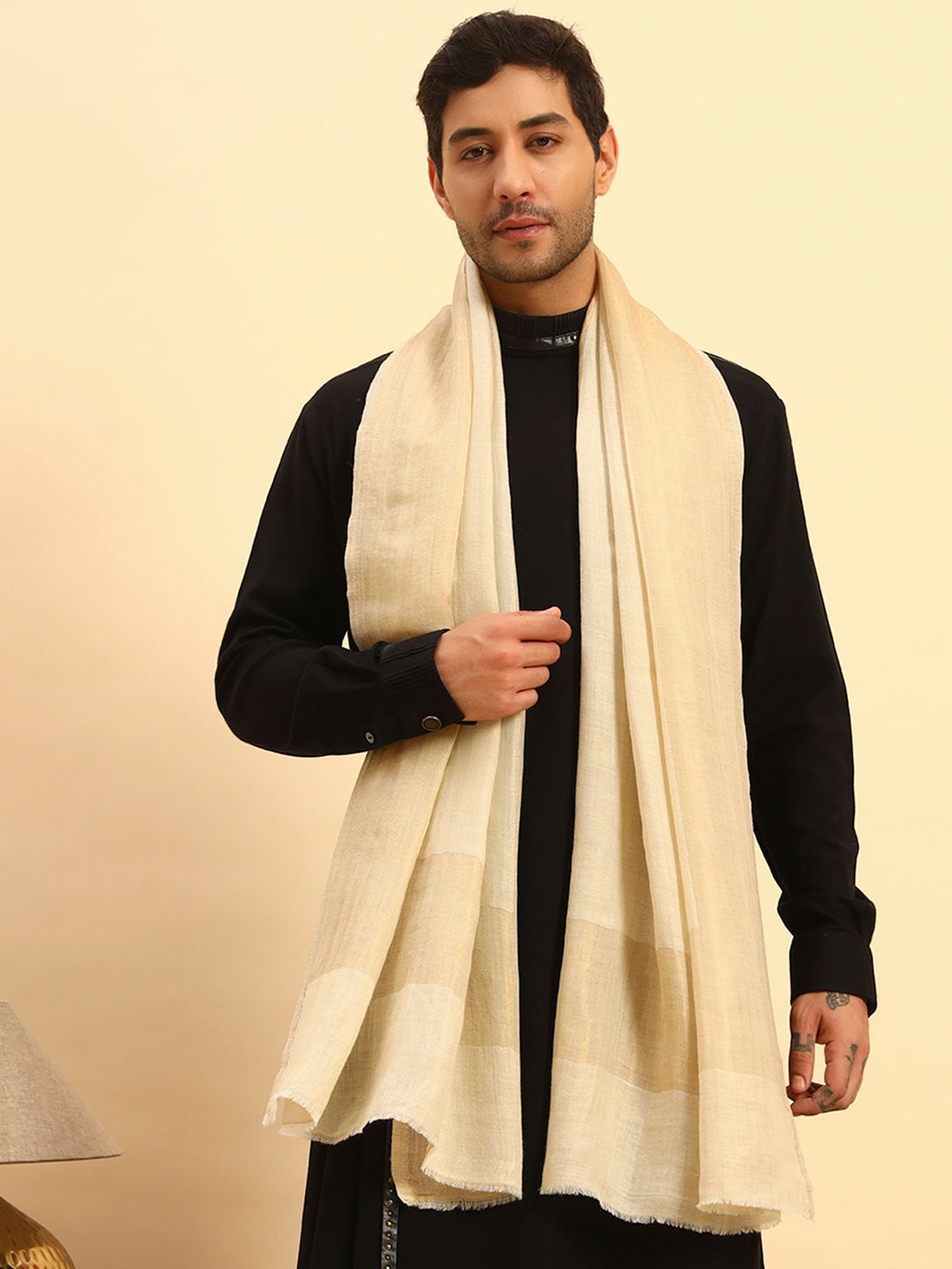 Pashmoda Men Woven Design Wool Stole-picture-34