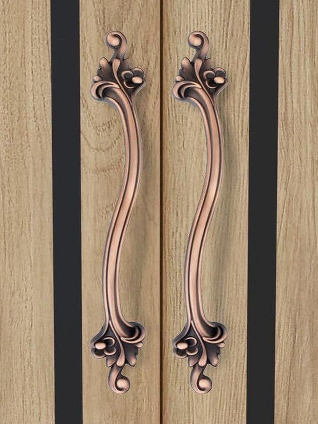 GLOXY Copper Set of 2 Floral Shaped Door Handle-picture-45