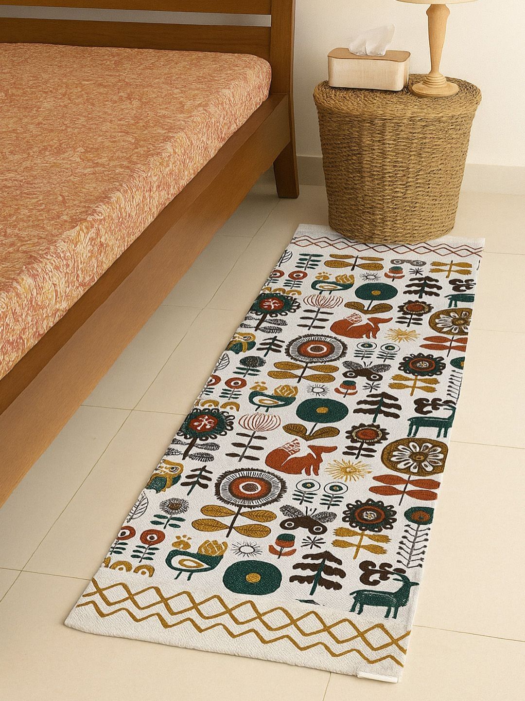 ANA Mustard-Yellow & White Printed Pure Cotton Floor Runners-image-30
