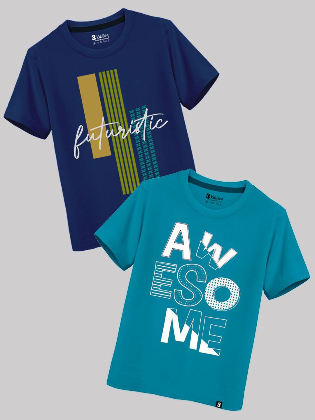 kids basket Kids Pack of 2 Basket Boys Typography Printed Round Neck Cotton T-shirts-picture-23