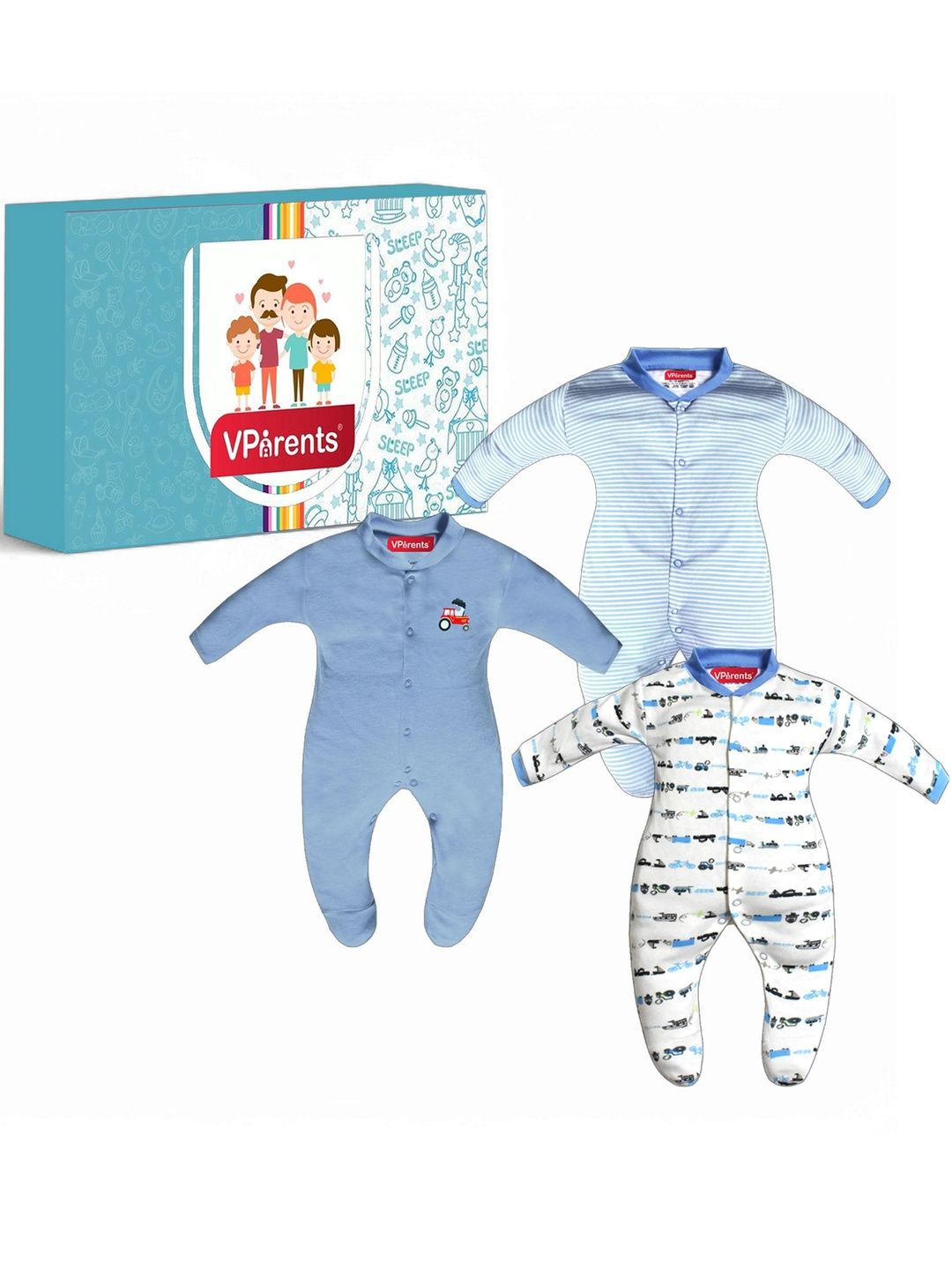 VParents Kids Pack Of 3 Full Sleeves Printed Romper-picture-33