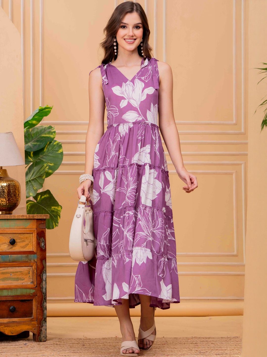 Jyoti Women V-Neck Floral Printed Fit & Flare Dress-picture-36