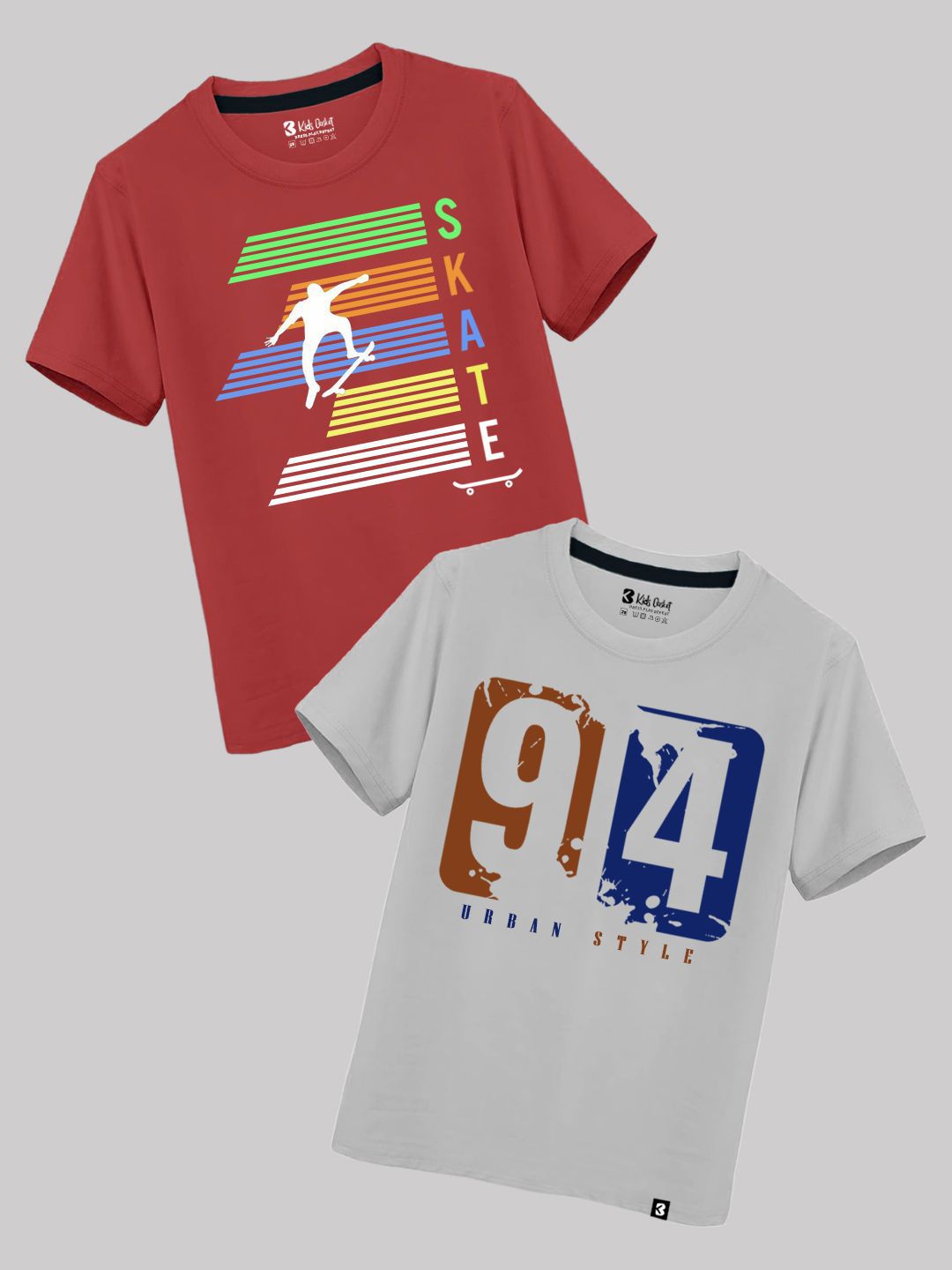 kids basket Kids Pack of 2 Basket Boys Typography Printed Round Neck Cotton T-shirts-picture-18