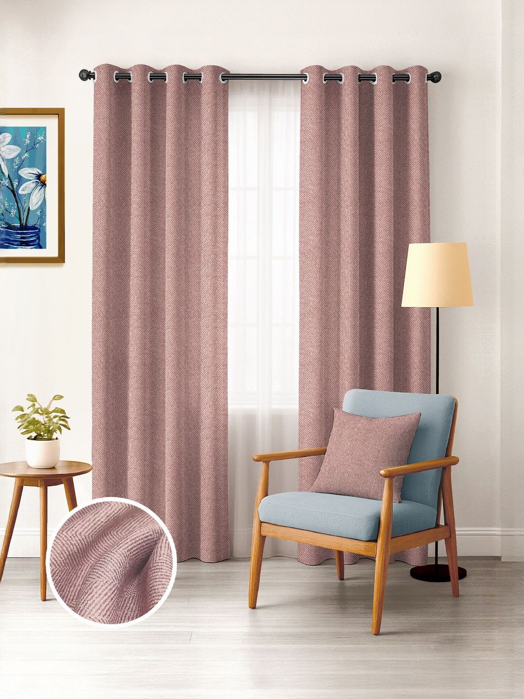Myntra Elegant Homes Pink Set of 2 Black Out Long Door Curtain-picture-30