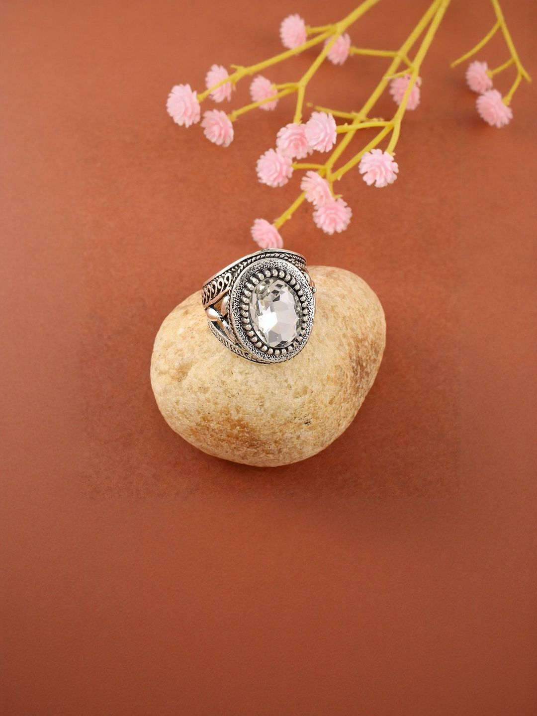 dzinetrendz Brass Silverplated Big Heavy Tough White Topaz Fashion Finger ring-picture-19