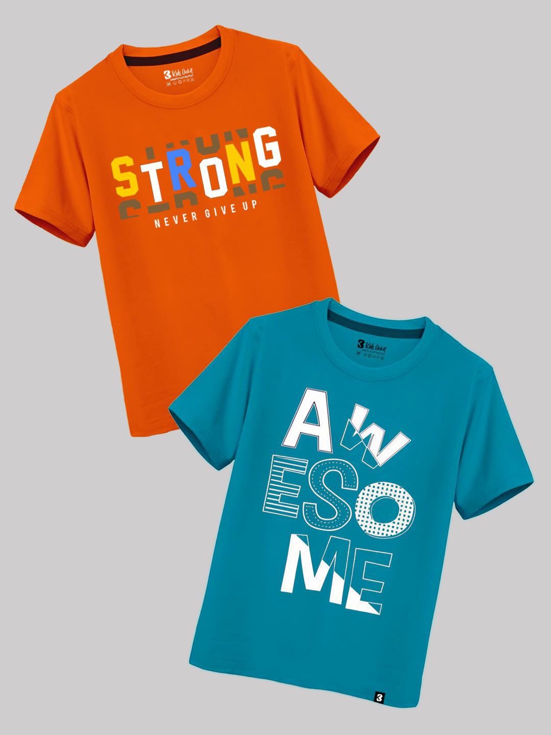 kids basket Kids Pack of 2 Basket Boys Typography Printed Round Neck Cotton T-shirts-picture-21