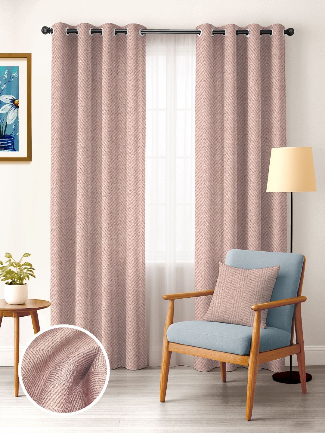 CASABLEU Mauve 2 Pieces Black Out Door Curtains-picture-49