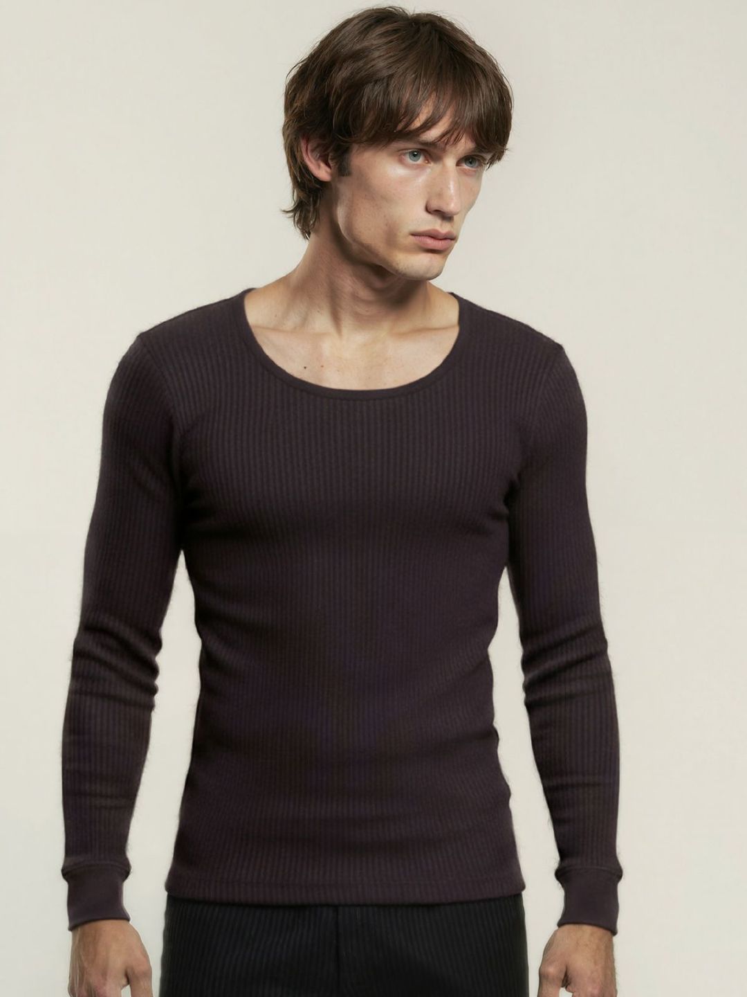 DAMENSCH Men Ribbed Round Neck Long Sleeve Thermal Top-image-18