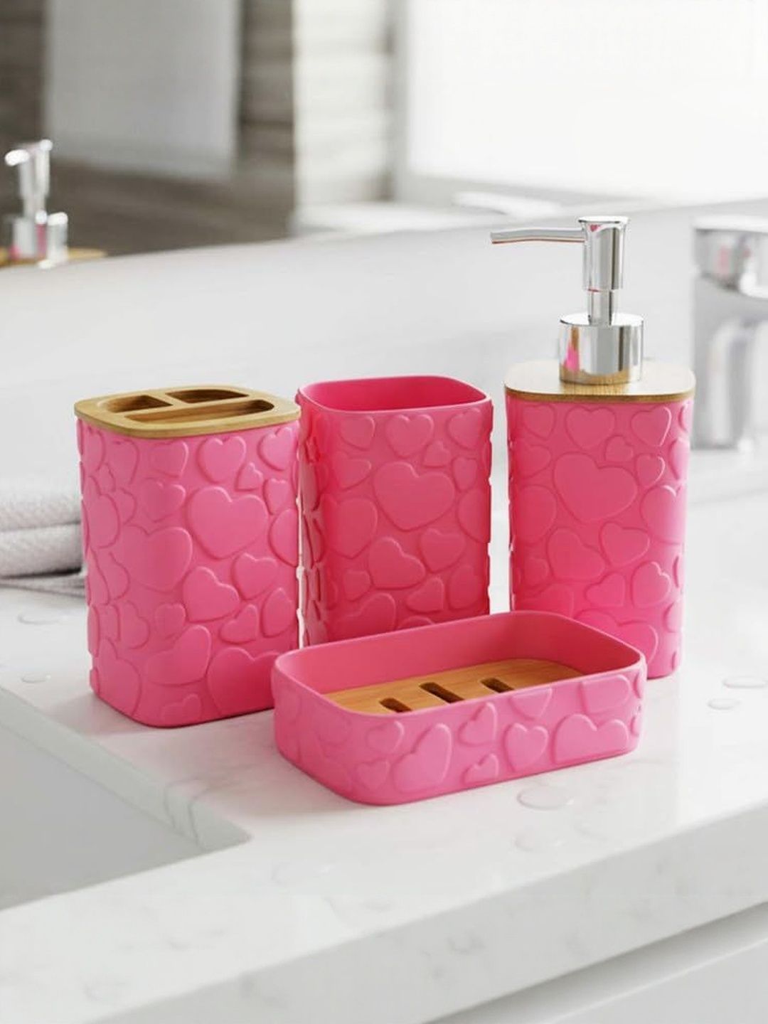 go hooked Bathroom Set 4pcs Soap Dispenser, Toothbrush Holder, Tumbler & Soap Dish-picture-35