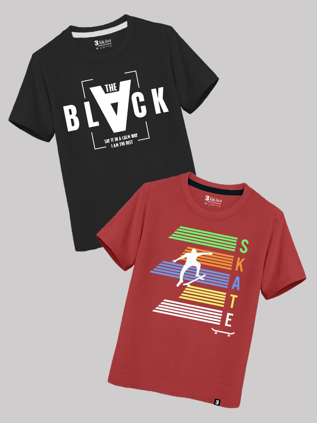 kids basket Kids Pack of 2 Basket Boys Typography Printed Round Neck Cotton T-shirts-picture-25