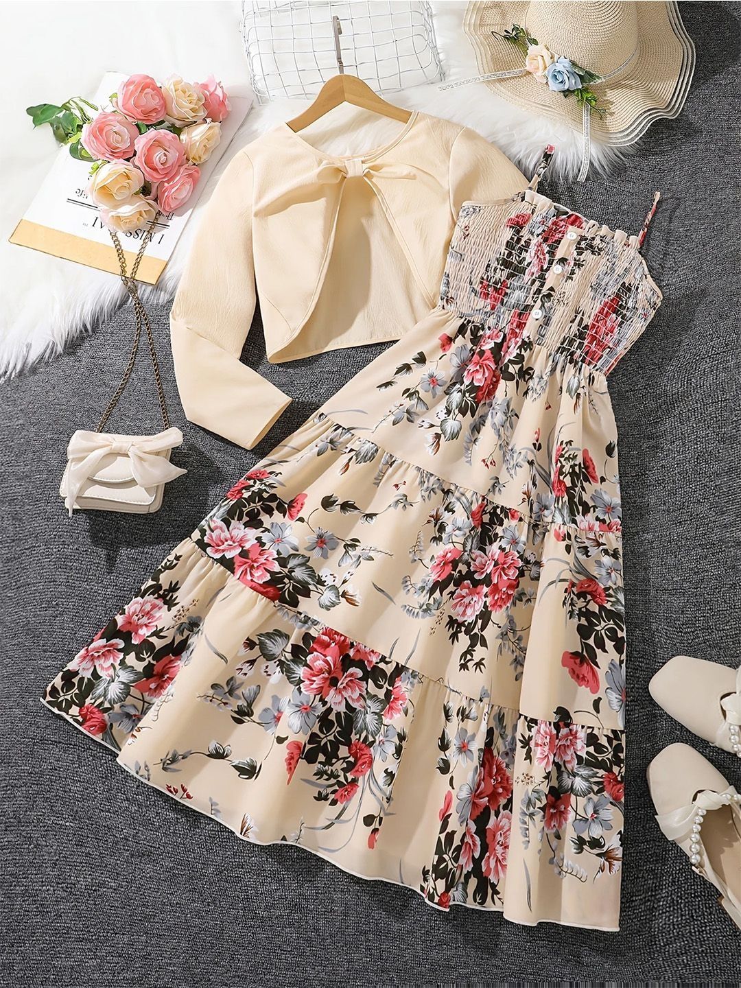 Bold N Elegant Floral Print Crepe Fit & Flare Midi Dress-picture-31