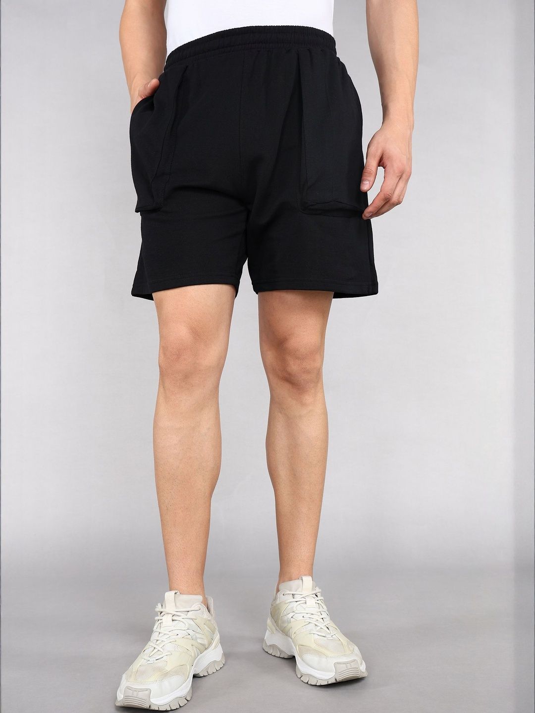 Moda Rapido Men Black Mid Rise Cotton Cargo Shorts-picture-36