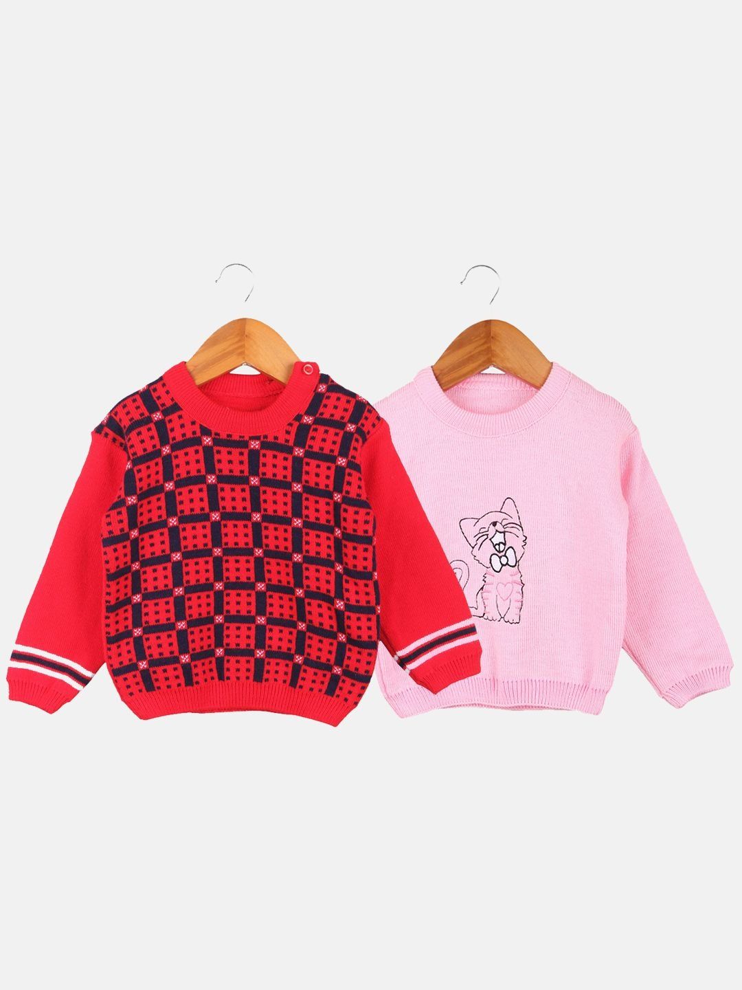 TRENDY WORLD Kids-Unisex Pack of 2 Red Wool Printed Sweaters-picture-17