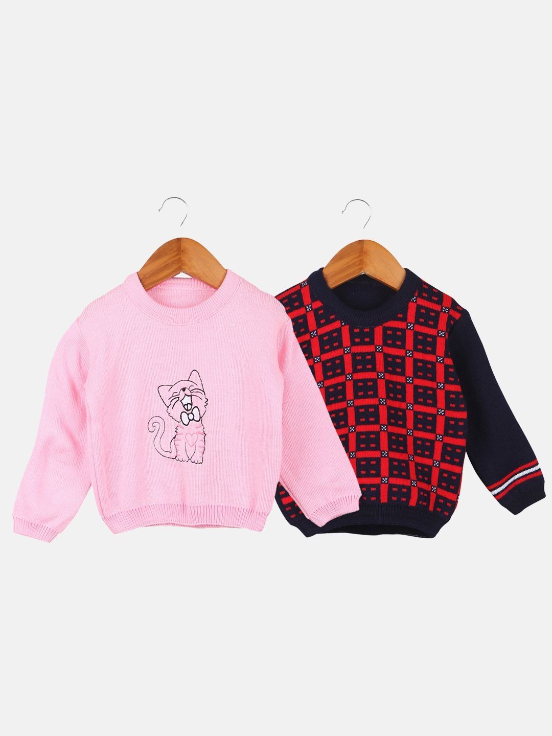 TRENDY WORLD Kids-Unisex Pack of 2 Pink Wool Printed Sweaters-picture-15