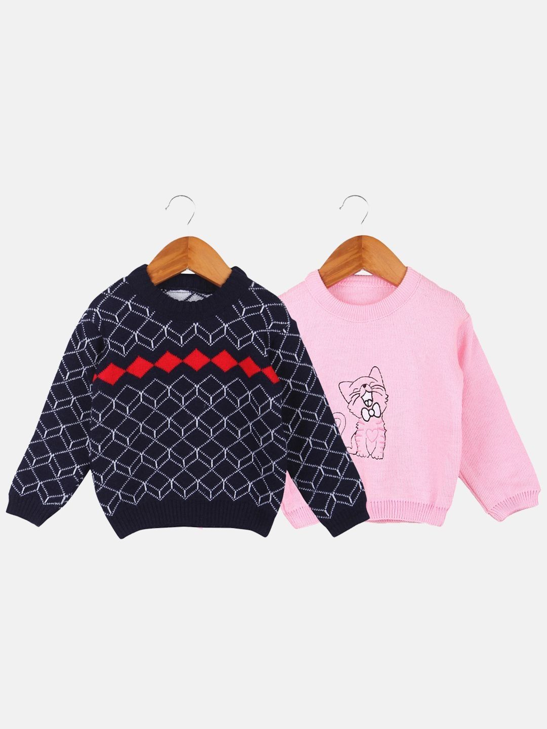 TRENDY WORLD Kids-Unisex Pack of 2 Navy Blue Wool Printed Sweaters-picture-12