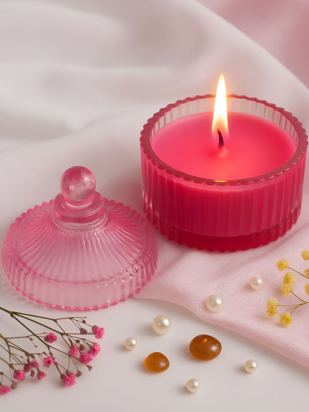 Decor de Maison Pink Textured Scented Candle-picture-26