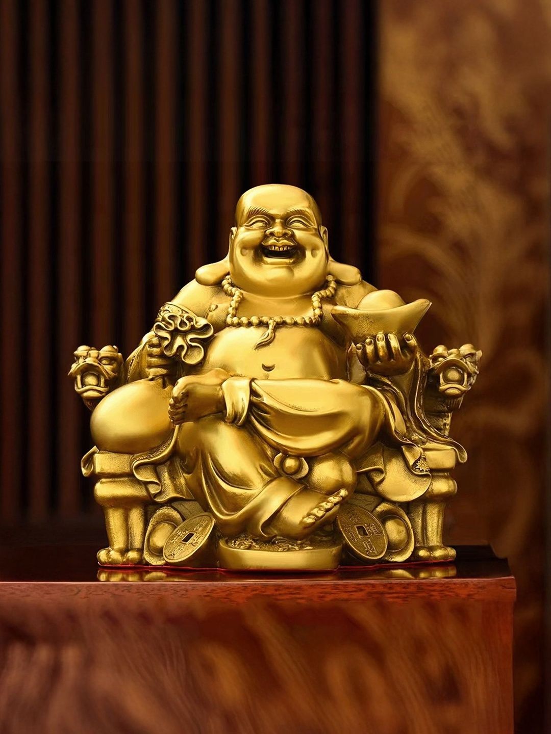 Ekhasa Gold-Toned Laughing Buddha Showpiece-picture-31