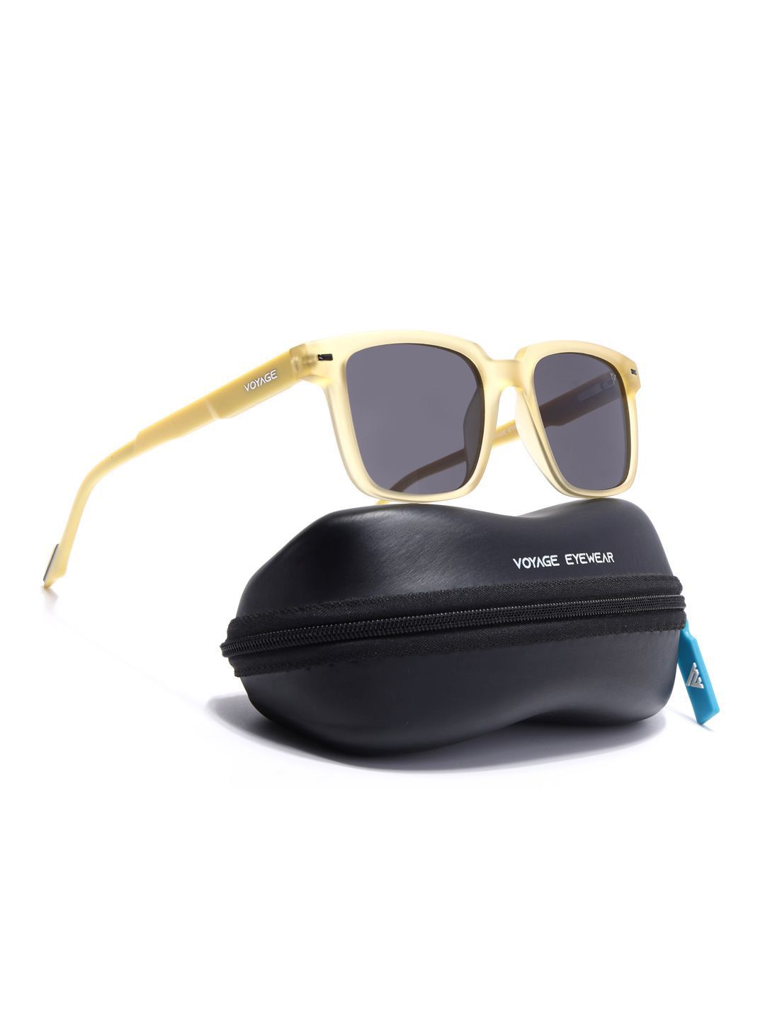 Voyage Unisex Black Lens & Yellow Square Sunglasses with Frame SV013PMG741-image-0
