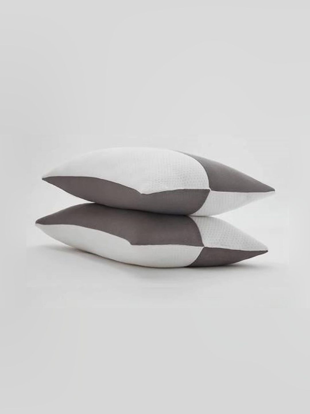 sleepyoga Set of 2 White & Grey Solid Sleep Pillow-image-33