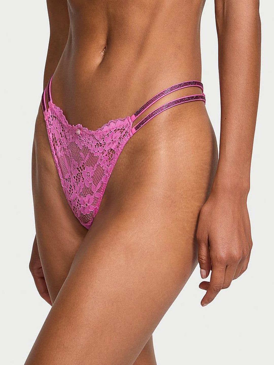 Victoria's Secret Dream Angels Twinkle Self Design Low-Rise Strap Lace Bikini Briefs-picture-38